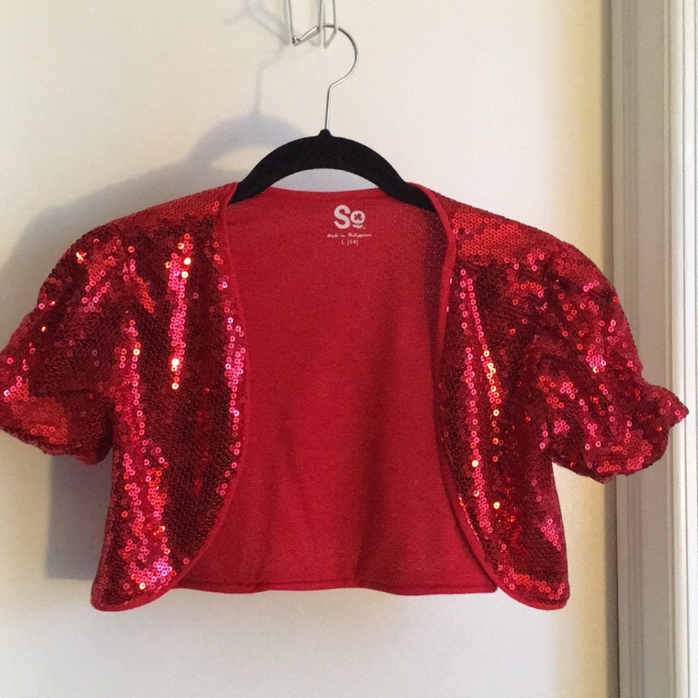 Big Girl Red Sequin shrug